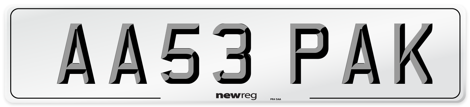 AA53 PAK Number Plate from New Reg